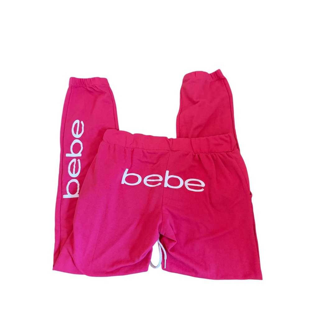 Y2K 2000s style Bebe Sleepwear Pink Joggers Sweatpants lace up Drawstring Lounge